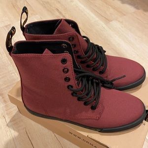 Kids cherry red canvas Dr. Martens